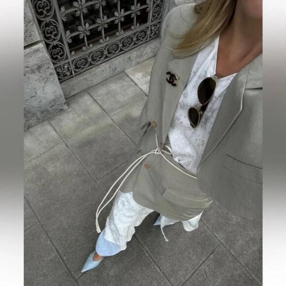 ZARA REAL LEATHER HEELED SLINGBACK KITTEN HEEL LEATHER SHOE - Picture 5 of 11